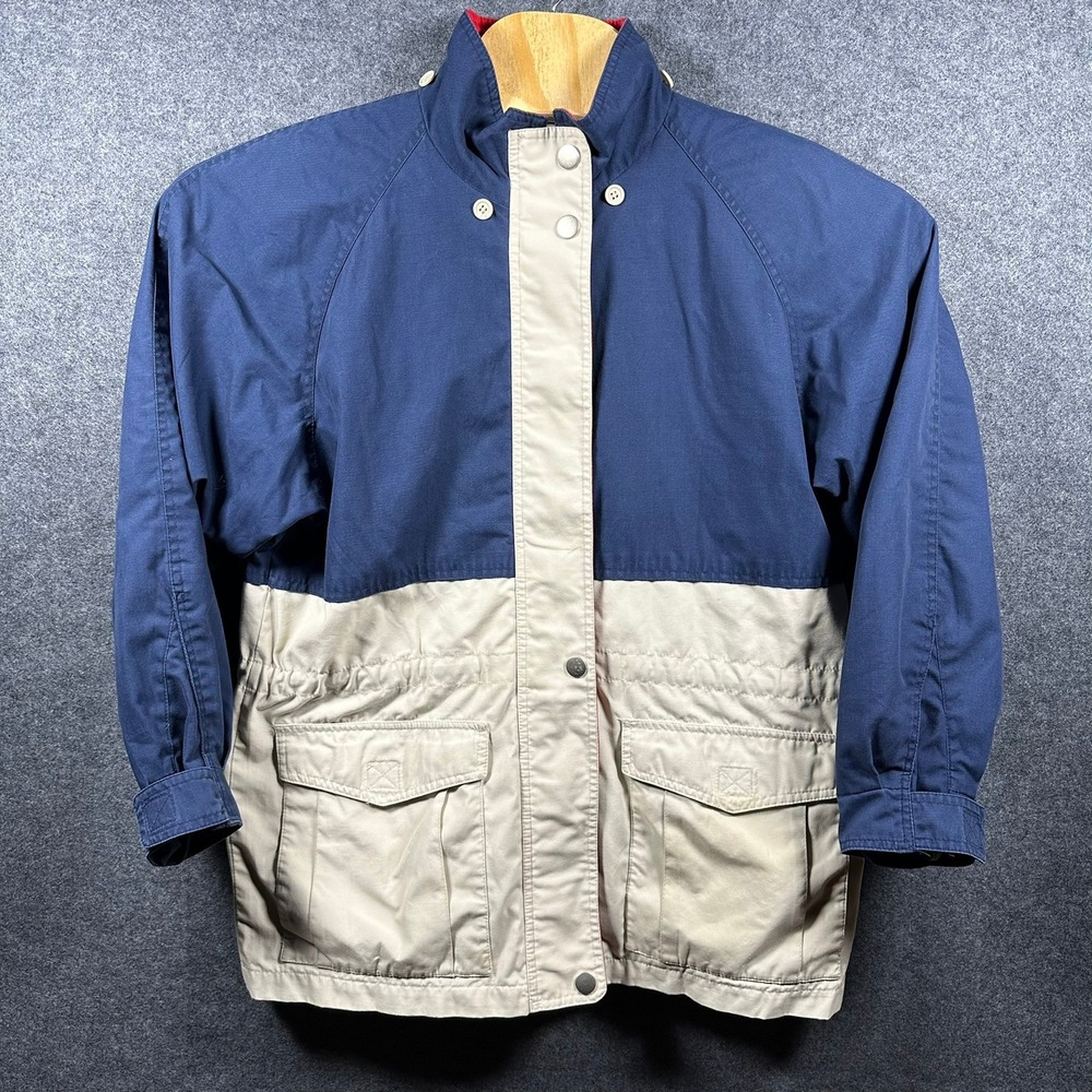 Towne by London Fog Jacket Mens M Blue Tan‎ Barn Chore Outdoor Coat